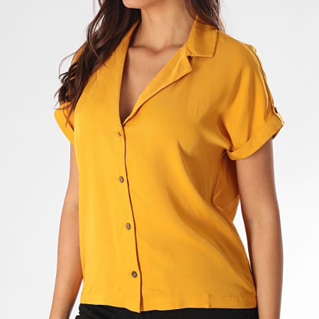 Only - Chemise Manches Courtes Femme Skylar Moutarde