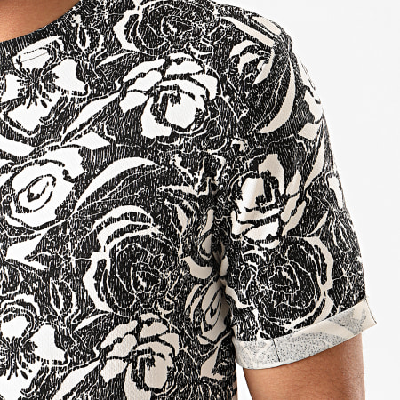 Frilivin - Tee Shirt Oversize Floral 13813H08 Noir Blanc 