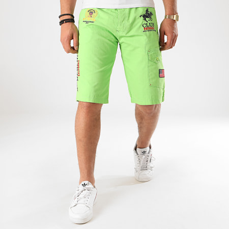 Geographical Norway - Short Chino Papillon Vert Fluo