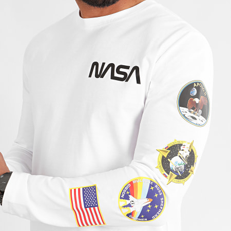 NASA - Camiseta de manga larga USA Back Blanca