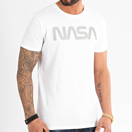 NASA - Tee Shirt Worm Logo Reflective Blanc