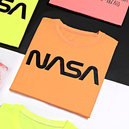 NASA - Tee Shirt Worm Logo Orange Fluo