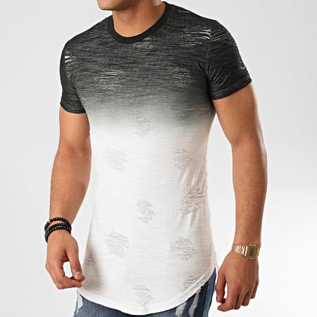 John H - Tee Shirt Oversize Slim Fit T2072 Noir Blanc Dégradé