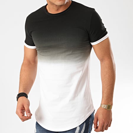 John H - Tee Shirt Oversize T2601 Noir Blanc Dégradé