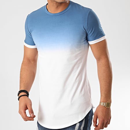 John H - Tee Shirt Oversize T2601 Bleu Clair Blanc Dégradé