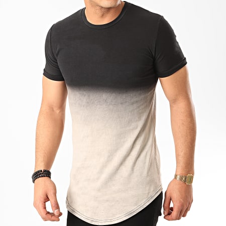 John H - Tee Shirt Oversize T2601 Noir Gris Dégradé