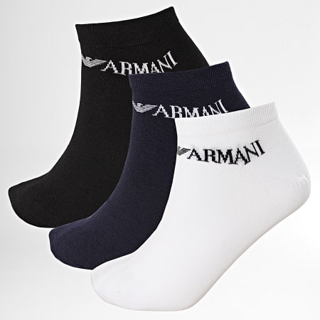 Emporio Armani - Lot De 3 Paires De Chaussettes Calza 300008-0P254 Blanc Noir Bleu Marine
