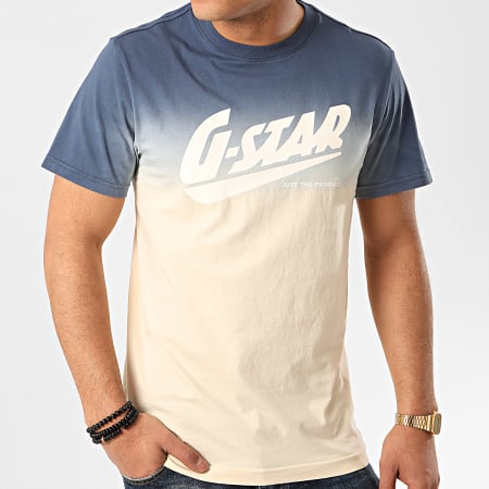 G-Star - Tee Shirt Dégradé D16424-2653 Bleu Beige