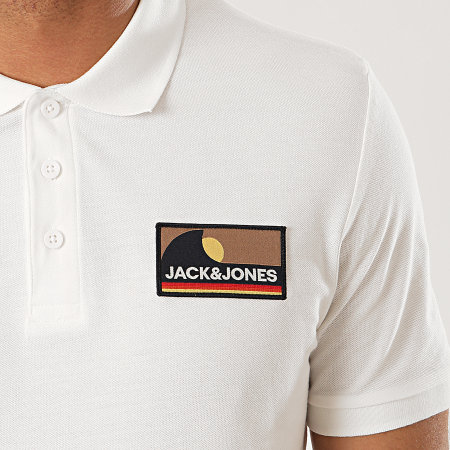 Jack And Jones - Polo Manches Courtes Badge Ecru