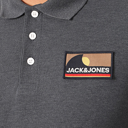 Jack And Jones - Polo Manches Courtes Badge Bleu Marine Chiné