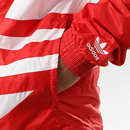 Adidas Originals - Veste Zippée Capuche Big Trefoil FM7076 Rouge Blanc