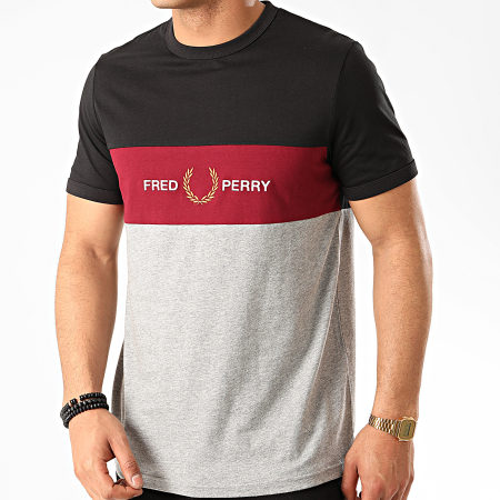 Fred Perry - Tee Shirt Embroidered Panel M8530 Noir Gris Chiné
