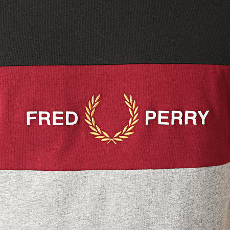 Fred Perry - Tee Shirt Embroidered Panel M8530 Noir Gris Chiné