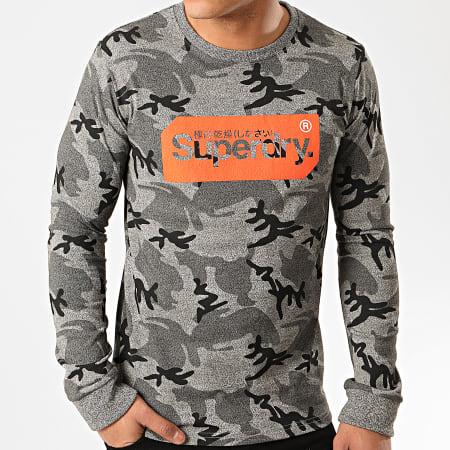Superdry - Tee Shirt Manches Longues Camouflage Core Logo Tag M1010046B Gris Chiné