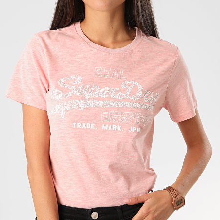 Superdry - Tee Shirt Femme Floral Infill Entry W1010017A Rose Chiné