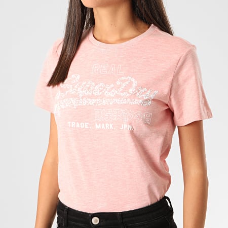 Superdry - Tee Shirt Femme Floral Infill Entry W1010017A Rose Chiné