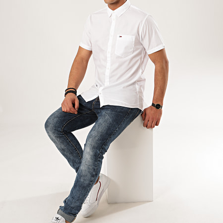 Tommy Jeans - Chemise Manches Courtes Poplin 7923 Blanc