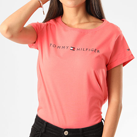 Tommy Hilfiger - Tee Shirt Femme RN Logo 1618 Corail