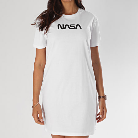 NASA - Worm Logo Dress Camiseta Mujer Blanco