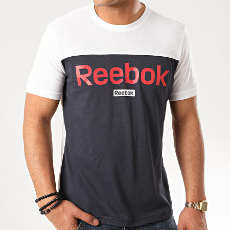 Reebok - Tee Shirt Linear Logo FS1634 Blanc Bleu Marine