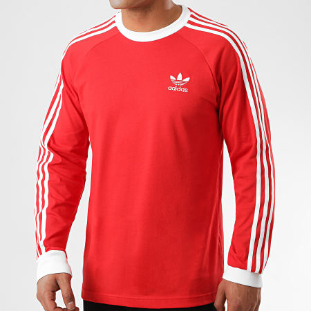 Adidas Originals - Tee Shirt Manches Longues A Bandes 3 Stripes FM3776 Rouge