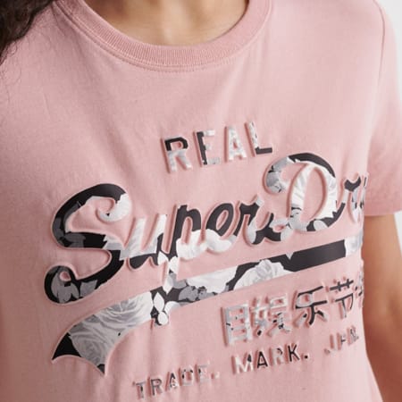 Superdry - Tee Shirt Femme Photo Rose Rose
