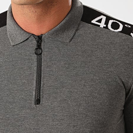 Classic Series - Polo Manches Courtes A Bandes 2196 Gris Anthracite Chiné