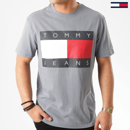 Tommy Jeans - Tee Shirt Tommy Flag 7009 Gris Bleu