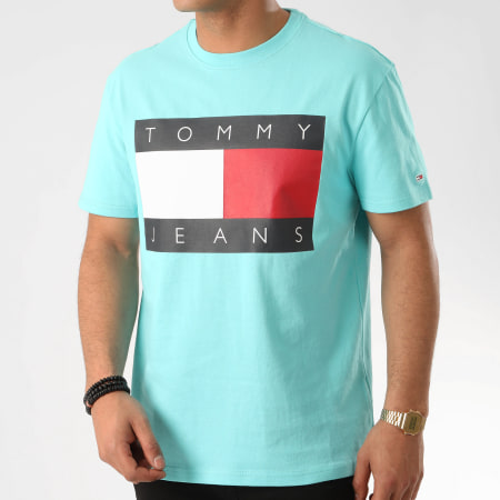 Tommy Jeans - Tee Shirt Tommy Flag 7009 Turquoise