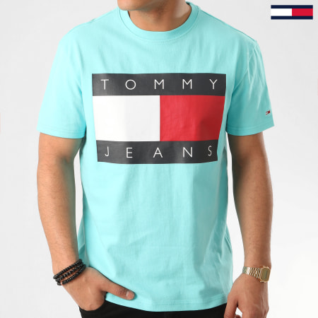 Tommy Jeans - Tee Shirt Tommy Flag 7009 Turquoise