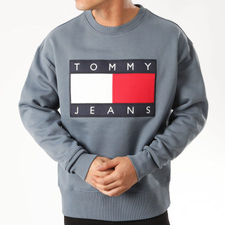 Tommy Jeans - Sweat Crewneck Tommy Flag 7201 Gris Bleu