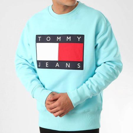 Tommy Jeans - Sweat Crewneck Tommy Flag 7201 Bleu Clair