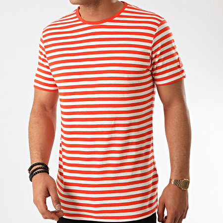 Blend - Tee Shirt A Rayures 20710167 Rouge Blanc