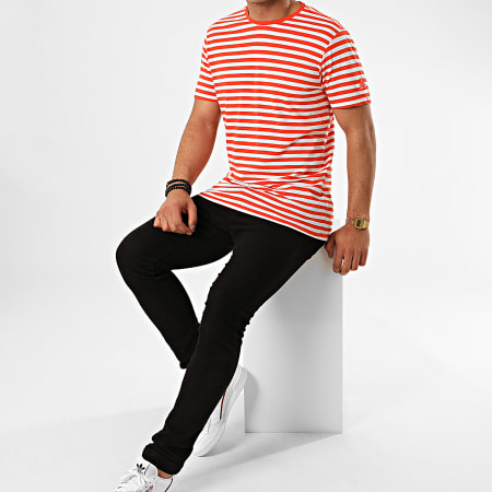 Blend - Tee Shirt A Rayures 20710167 Rouge Blanc