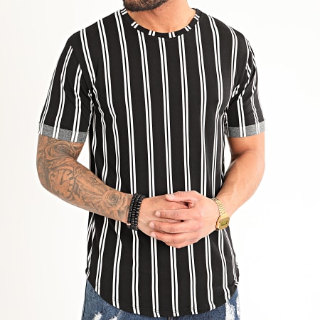 Frilivin - Oversize Stripes Tee Shirt 13883 Negro