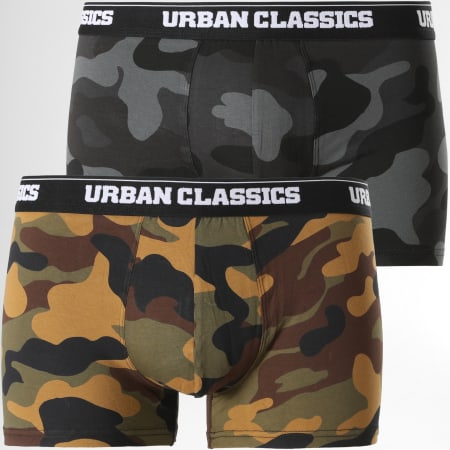 Urban Classics - Lot De 2 Boxers Camouflage TB2047 Vert Kaki Gris Anthracite