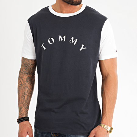 Tommy Hilfiger - Tee Shirt CN Logo 1785 Bleu Marine Blanc