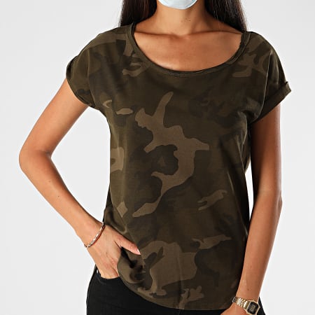 Urban Classics - Tee Shirt Femme TB1635 Vert Kaki Camouflage