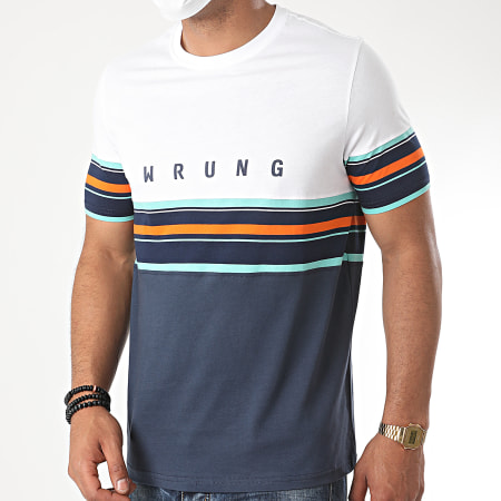 Wrung - Tee Shirt Mid Stripes Bleu Marine Blanc