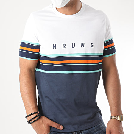 Wrung - Tee Shirt Mid Stripes Bleu Marine Blanc