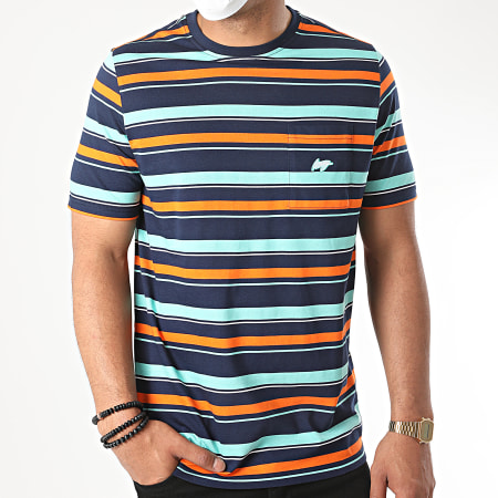 Wrung - Tee Shirt Poche Stripes Bleu Marine