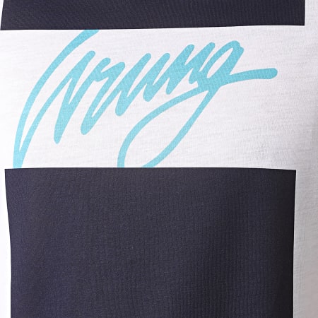 Wrung - Tee Shirt Structure Bleu Marine Blanc