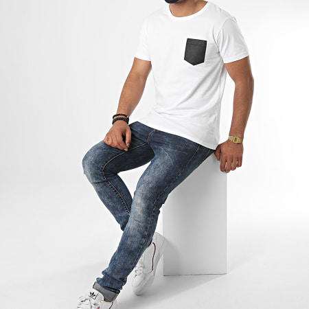 Urban Classics - Camiseta Bolsillo Blanco Negro