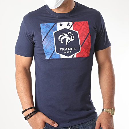 FFF - Tee Shirt Drapeau Fan Bleu Marine