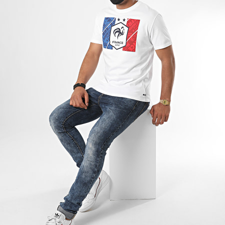 FFF - Tee Shirt Drapeau Fan Blanc