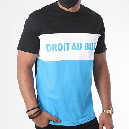 OM - Tee Shirt Droit Au But Color Block Bleu Blanc Noir