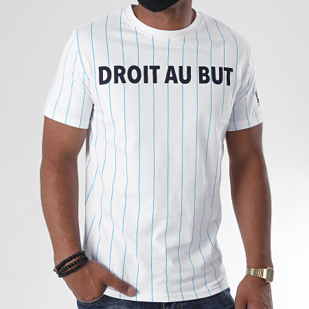 OM - Tee Shirt Droit Au But Rayé Blanc