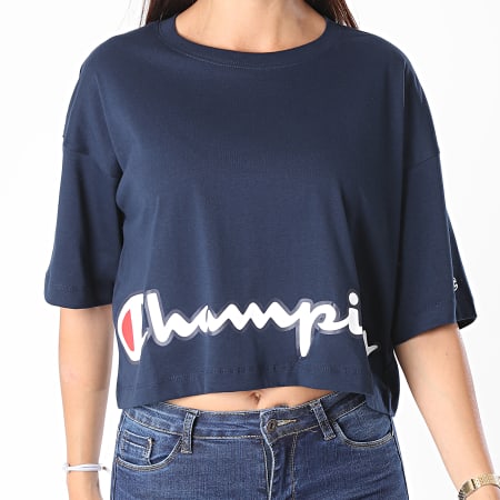 Champion - Tee Shirt Femme Boxy Crop 112655 Bleu Marine