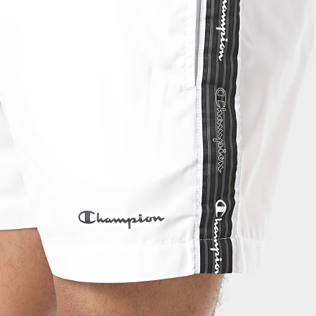 Champion - Short De Bain A Bandes 214668 Blanc