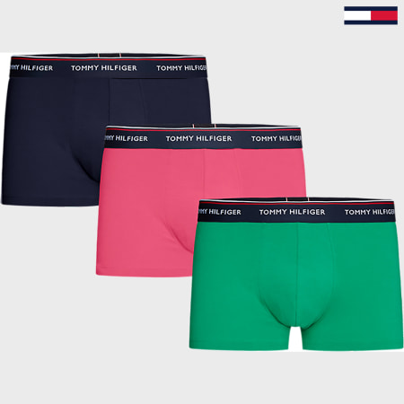 Tommy Hilfiger - Lot De 3 Boxers Premium Essentials 1U87903842 Rose Vert Bleu Marine